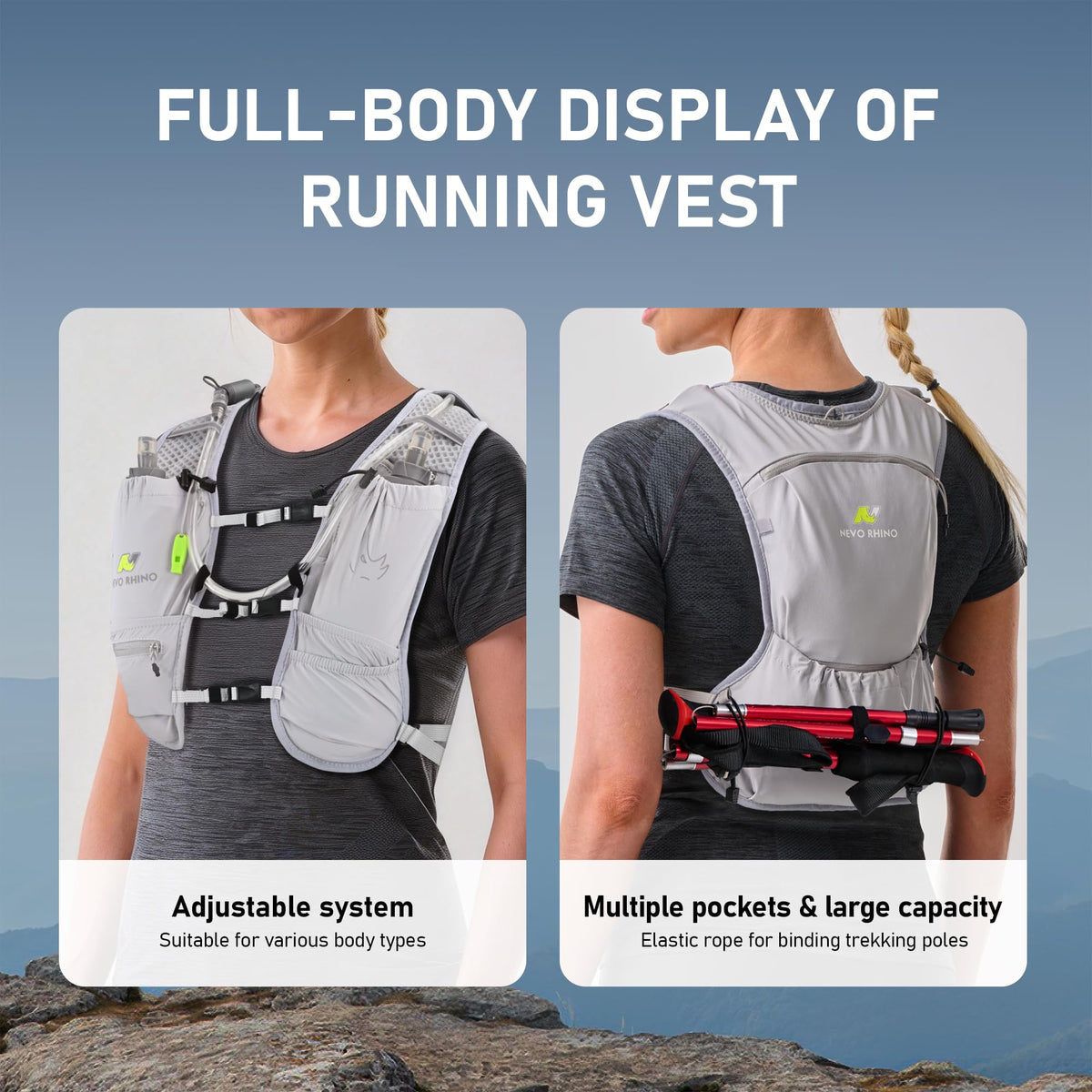 N NEVO RHINO Small Running Vest for Women, Lightweight Hydration Vest with Water Bladder 1.5 Liter, Hydration Backpack for Trail Hiking Cycling Jogging