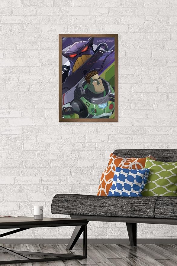 Trends International Disney Pixar Lightyear - Buzz and Zurg Wall Poster, 14.725" x 22.375", Bronze Framed Version