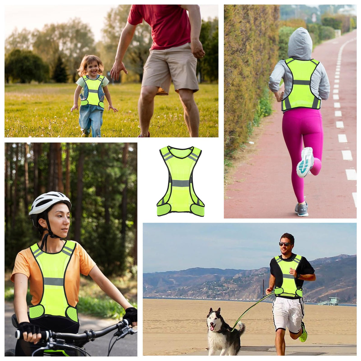 Ptwola Reflective Running Vest High Visibility Running Gear with Large Pocket Night Lightweight Reflective Safety Vest for Women Men Kids Biking Cycling Riding Walking Motorcycle Construction Workers