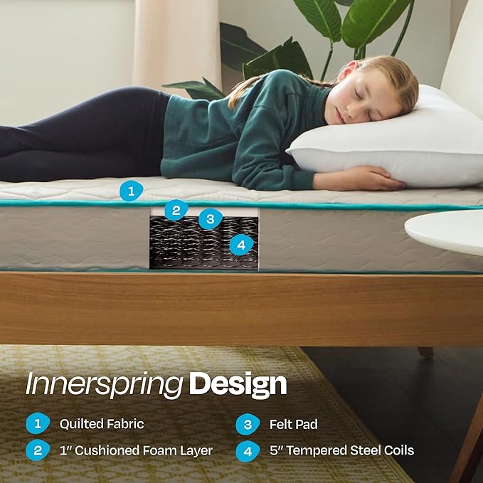 Linenspa 6-Inch Innerspring Mattress - Twin XL + 14-Inch Folding Platform Bed Frame