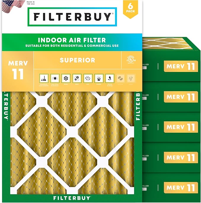 Filterbuy 14x20x4 Air Filter MERV 11 Superior Pet & Allergy Defense,