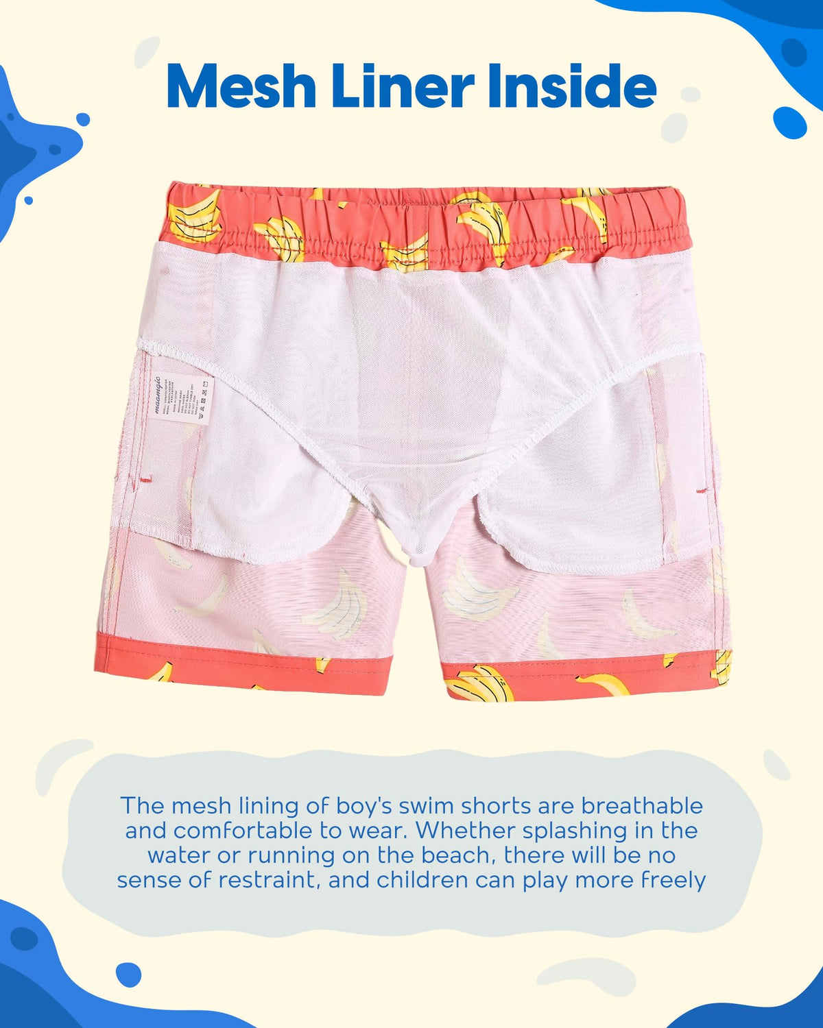 maamgic Boys Swim Trunks Toddler Swim Shorts Little Boys Bathing Suit Swimsuit Toddler Boy Swimwear,Banana Orange,14 T