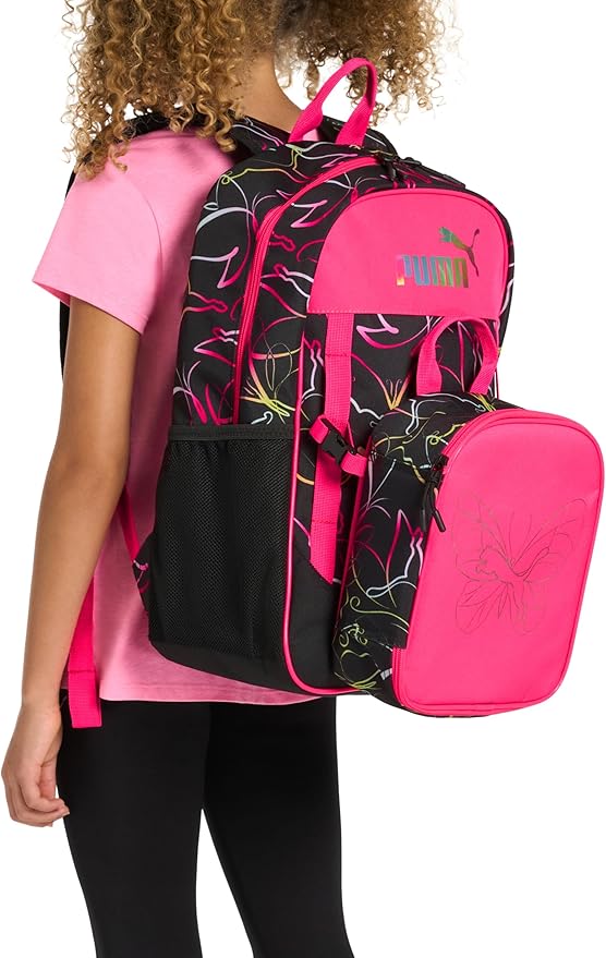 PUMA Unisex Kid's Colony Lunch Kit & Backpack Combo, Magic Rose Heather, Medium