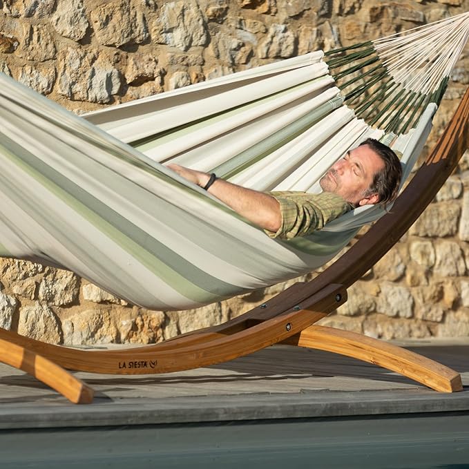 LA SIESTA® - Large Double Brisa Classic Hammock & Elipso Stand - Larch Wood Hammock Stand - Weather & Tear Resistant - Backyard Outdoor Hammock with Stand - 2-Person, Max 355 Lbs, Cedar