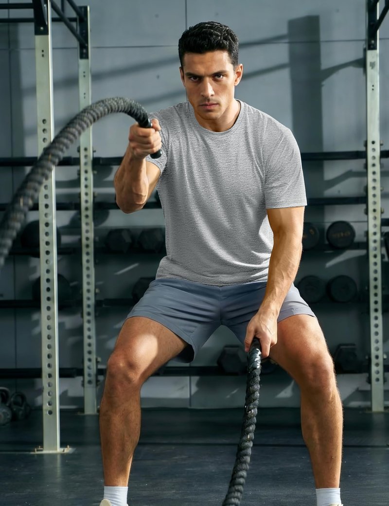 MAGCOMSEN Dry Fit Shirts for Men Short Sleeve Athletic Tops Moisture Wicking SPF Workout Shirts Performance Running Fishing Light Grey L