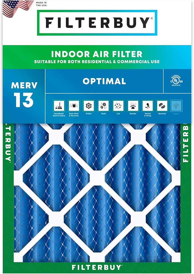 Filterbuy 19.25x23.25x4 Air Filter MERV 13 Optimal Smoke & Allergy Defense