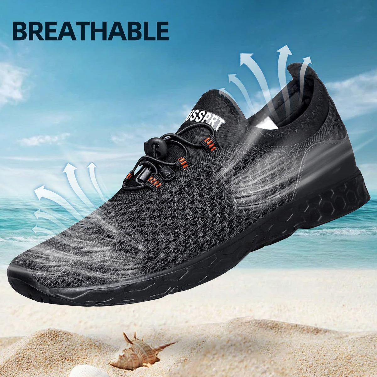 DOUSSPRT Men's Water Shoes Quick Dry for Beach Swim Pool Fishing Allblack