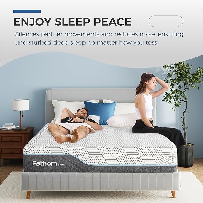 FATHOM Firm Queen Mattress 12 Inch Memory Foam Mattress Queen Size Bed in a Box for Back Pain Relief and Cool Sleep with Gel Foam and Removeable Fiberglass Free Cover, CertiPUR-US Certified
