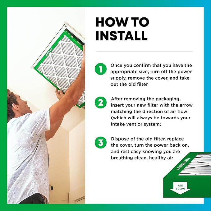 Filterbuy 20x24x4 Air Filter MERV 8 Essential Dust & Allergy Defense,