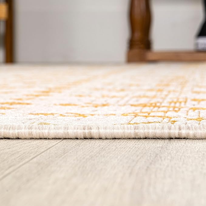 JONATHAN Y Moroccan Geometric Indoor Outdoor Area Rug 5X8 Cream/Yellow, Ourika Textured Weave for Backyard, Patio, Porch, Easy-Cleaning, High Traffic, Pet-Friendly, Non-Shedding (SMB108J-5)