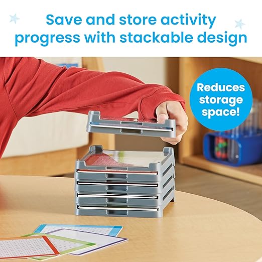 hand2mind Cuisenaire Rod Workspace Trays, Trays and Activity Mats Only, Teaching Fraction Bars, Math Manipulatives, Teacher Must Haves Elementary, Kindergarten Homeschool Supplies (Set of 6)