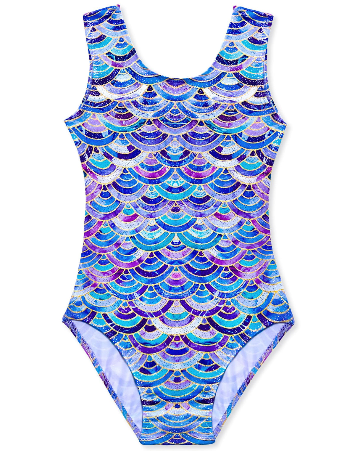 Domusgo Gymnastics Leotards for Girls Size 7-8 Years Old Colorful Scale Sparkly One Piece Tumbling Outfits