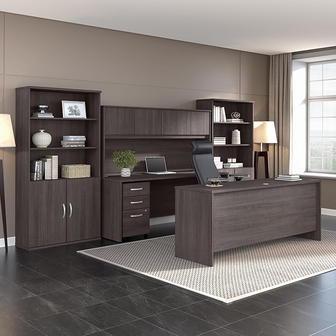 Bush Furniture BSHSCB136SG Studio C Storm Gray 36W 5 Shelf Bookcase