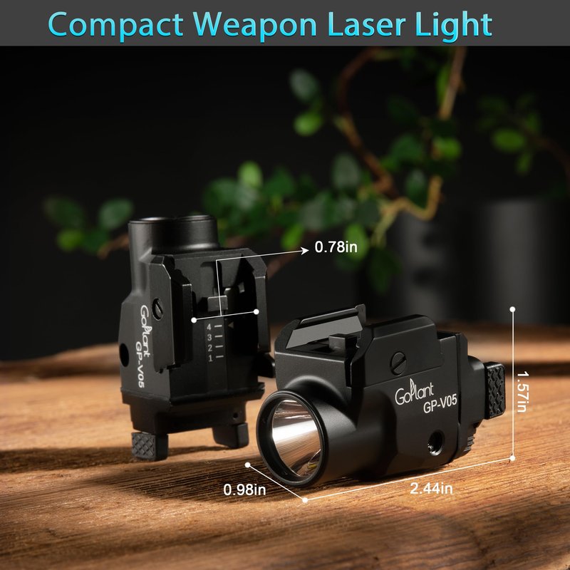 1500 Lumens Aircraft-Grade Aluminum Compact Pistol Flashlight, Picatinny Flashlights Laser Weapon Light, Subcompact Tactical Pistol Lights,Green Laser Light Combo For Handgun, Rechargeable Gun Laser