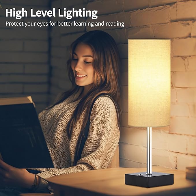 AVV Cordless Table Lamp with Dimmable, Rechargeable 3 Modes Battery Powered Bedside Lamp, Battery Operated Lamps for Night Stand, Touch Lamp for Bedroom, Living Room, Reading Room, 15 Inch Linen