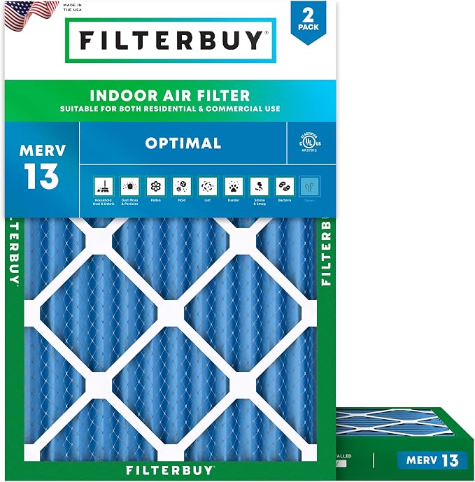 Filterbuy 18x24x2 Air Filter MERV 13 Optimal Smoke & Allergy Defense,