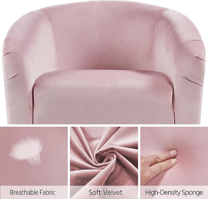 Yaheetech Barrel Chairs, Furry Accent Chairs with Soft Padded Armrest for Living Room Bedroom Waiting Room Office, Set of 2, Pink