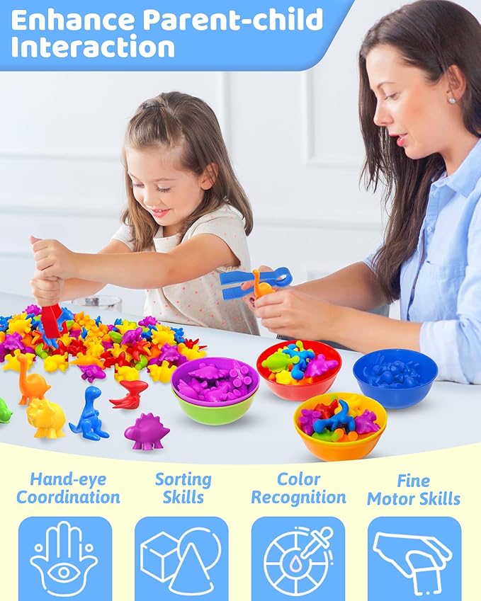 Counting Dinosaurs Montessori Toys for 3 4 5 Years Old Boys Girls, Preschool Learning Activities Kindergarten Educational Sensory Toys Gifts for Kids Toddlers Ages 3-5, 4-8