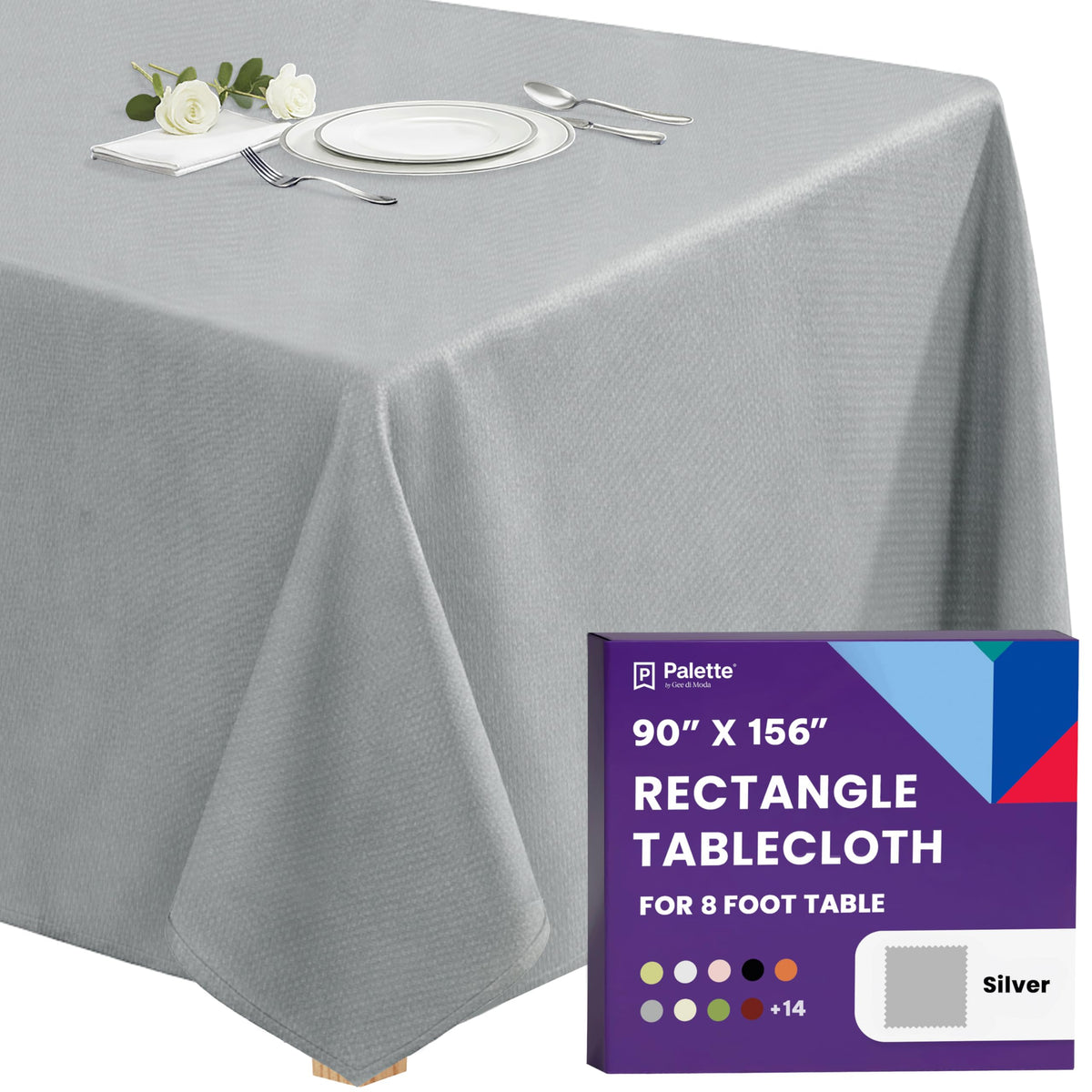 Gee Di Moda Rectangle Tablecloth - 90 x 156 Inch Black Table Cloth for 8 Foot Tables with Floor-Length Drop - Heavy Duty Washable Fabric for Holiday Party, Dinner, Weddings & Baby Shower