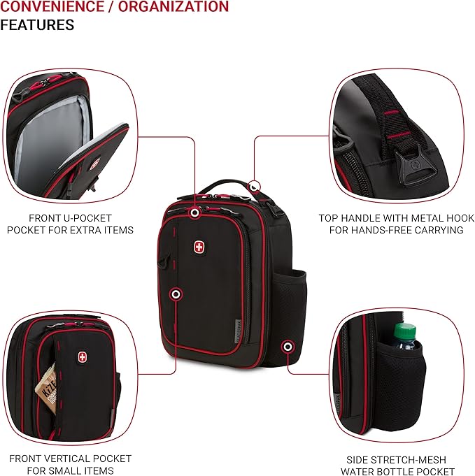 SwissGear 3999 Insulated Lunch Bag, Black/Red