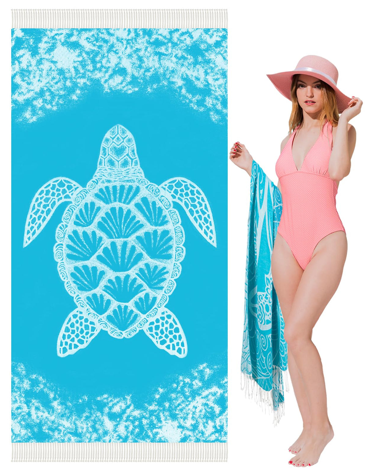 Vikumond Oversized Turkish Beach Towel Blanket XXL Cotton Sandproof Towels Boho Woven Extra Large Big Sand Free Giant Throw Blankets Huge Quilt XL Picnic Camping Necessities Cloud for Adult Gifts