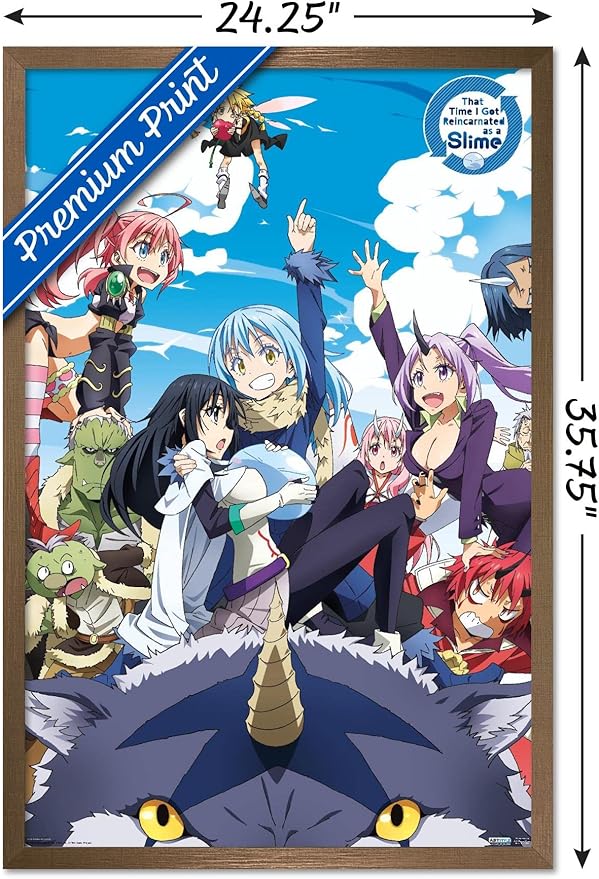 Trends International That Time I Got Reincarnated As A Slime - Group Wall Poster, 22.375" x 34", Bronze Framed Version