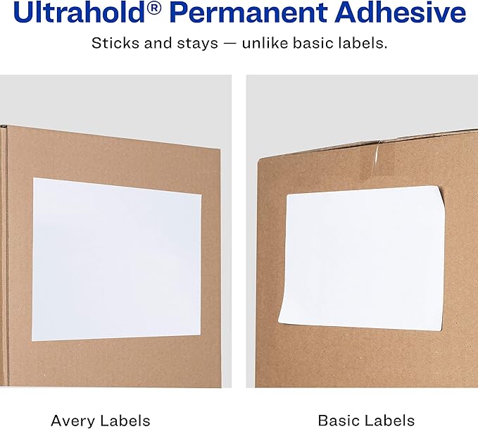 Avery Full-Sheet Printable Shipping Labels, 8.5" x 11" Customizable Stickers, White, 25 Blank Mailing Labels, Great for Mailing, Shipping, Organizing, and More (5265)