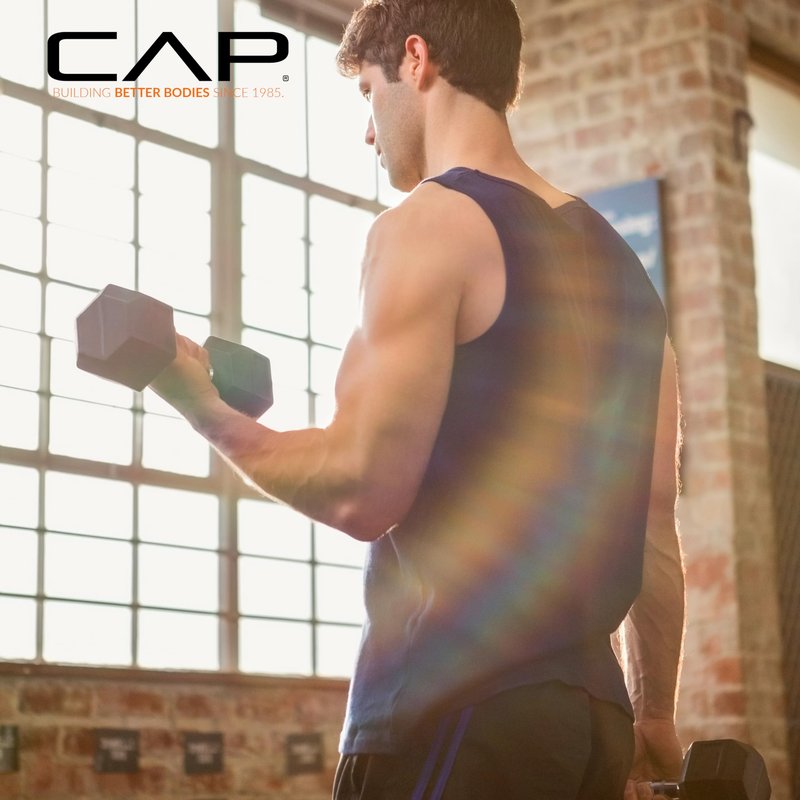 CAP 25 LB Rubber Coated Hex Dumbbell Weight, Rubber Free Weights for Home Gym Strength Training, Comfort Grip Handle, Pair