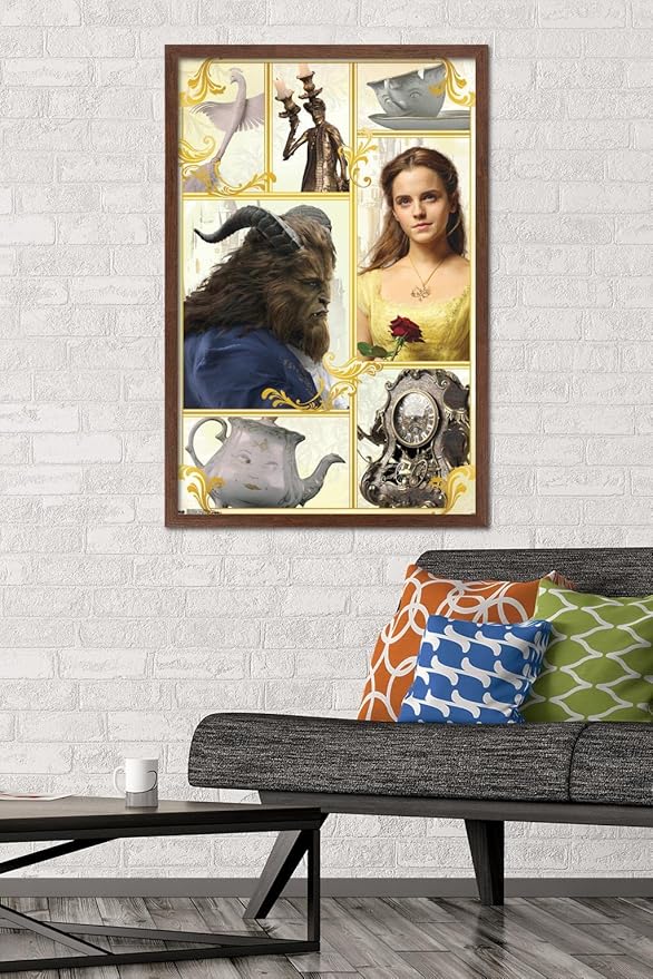 Trends International Disney Beauty And The Beast - Group Wall Poster, 22.375" x 34", Mahogany Framed Version