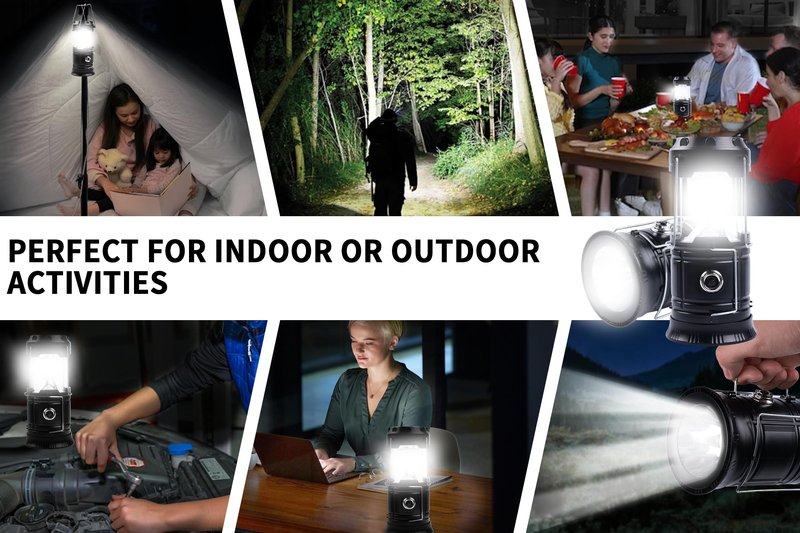KunHe 5-Pack 1800mAh Collapsible Portable LED Camping Lantern Lightweight Waterproof USB Rechargeable LED Flashlight Kits for Indoor Outdoor Home Emergency Light Power Hiking