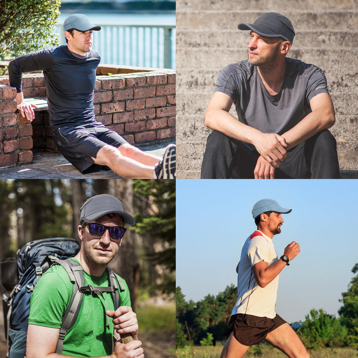 GADIEMKENSD Quick Drying Baseball Cap with Breathable Mesh, UPF50+ Sun Protection Running Cap for Men, Cooling Dri Fit Hat, Foldable Sports Hat for Hiking Gym Workout Golf Light Grey