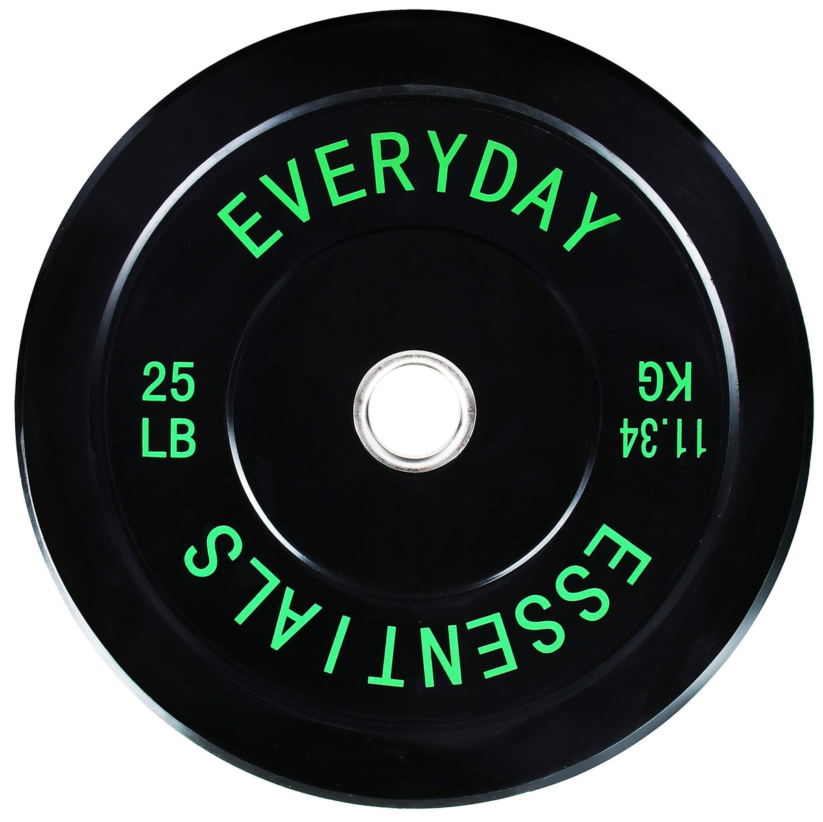 Signature Fitness 2" Olympic Bumper Plate Weight Plates with Steel Hub, 25LB, Single, Black
