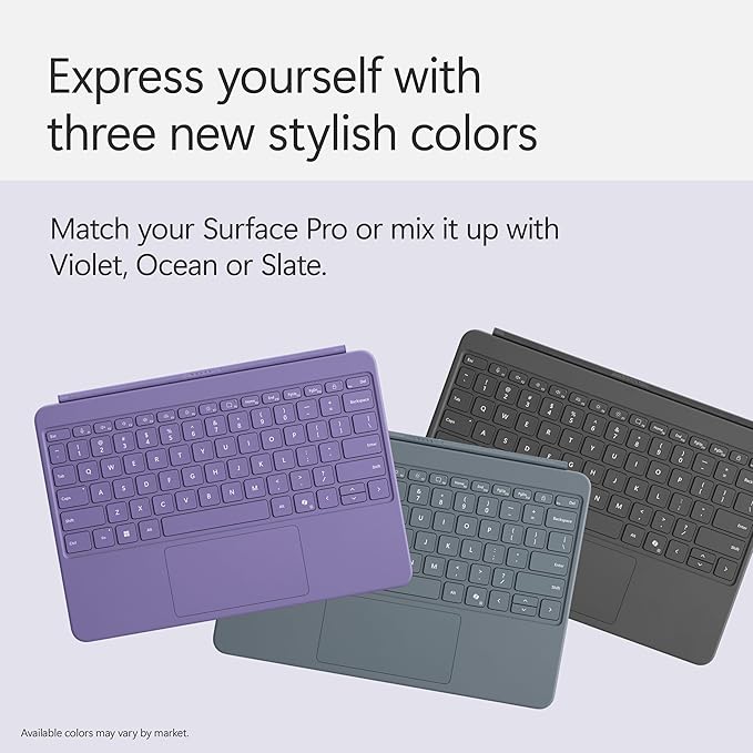 Microsoft Surface Pro Keyboard and Slim Pen 2 Bundle for Surface Pro 12" Device, Alcantara Material, Violet