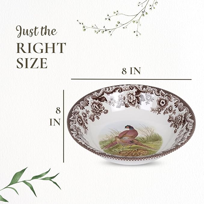 Spode Woodland Ascot Cereal Bowl – Fine Earthenware Dish Featuring Pheasant Design – Wildlife-Inspired Tableware for Breakfast, Soup & Everyday Dining – English Country Collection, Kitchen Décor