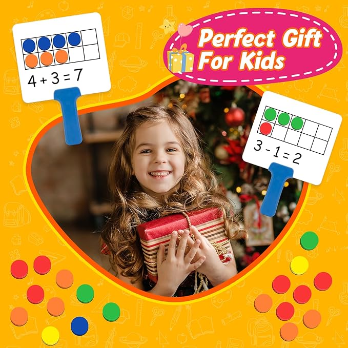 Magnetic Ten Frame Set,5 Dry Erase Paddles & 150 Math Counters,Counting Toys for Kids,Addition and Subtraction Games,Math Manipulatives 1st Grade,Kindergarten Preschool Classroom Must Haves