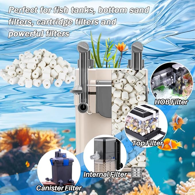 Sukh 3 Bags Ceramic Rings for Aquarium Filter - 425g Bio Ceramic Media Balls