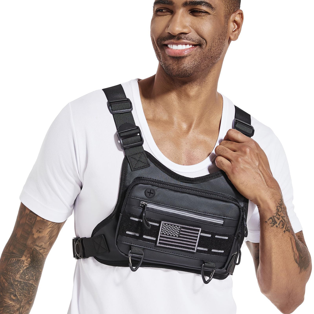 YZDD GOMIA Chest Bag For Men and Women Water Resistant Running Vest Tactical Chest Bag Pack for Sports Outdoor (DarkGreen)