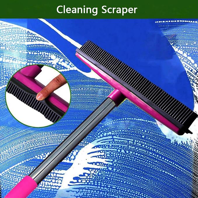 Multifunctional Broom, Telescopic Carpet Rake Rubber Pp 12.6in Brush Easy Wash