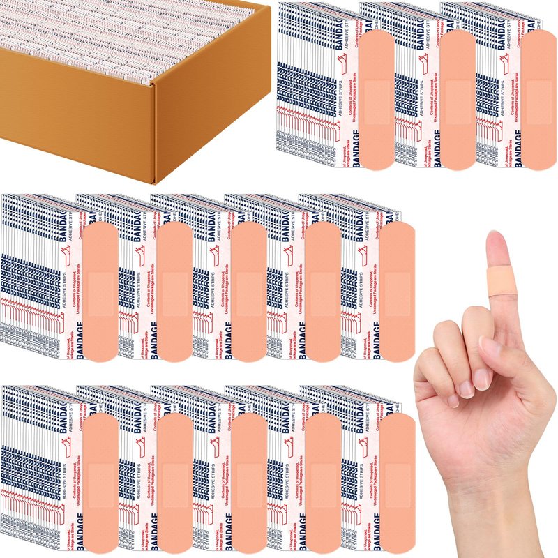 Timgle 500 Pcs 3/4" x 3" Adhesive Bandages Bulk Waterproof Adhesive Breathable Bandages for Sensitive Skin School Nurses Businesses Travel First Aid Kits Homeless Care Supplies Donations