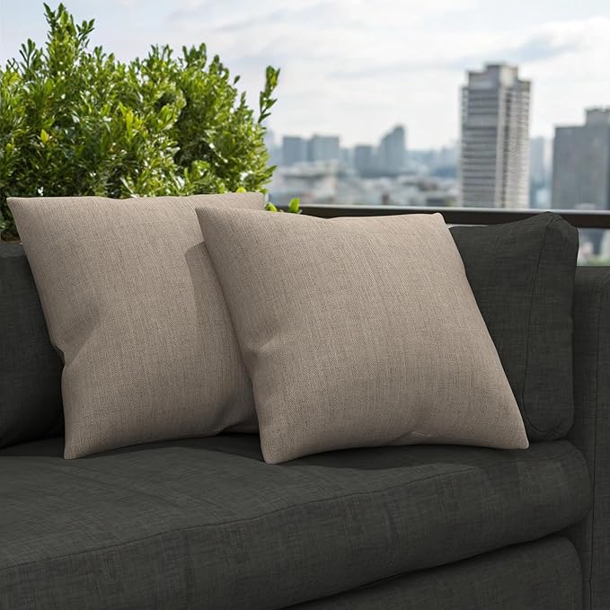 Covers & All Sunbrella Outdoor Throw Pillows, Pack of 2 Water Resistant & UV Fade Resistant Premium Square Throw Pillows (Inserts with Covers) for Indoor & Outdoor Use,24" x 24" Cast Ash