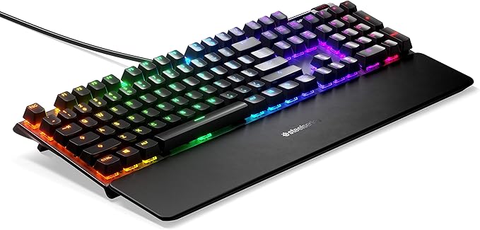 SteelSeries Apex 7 Mechanical Gaming Keyboard – OLED Smart Display – USB Passthrough and Media Controls – Tactile and Clicky – RGB Backlit (Blue Switch)