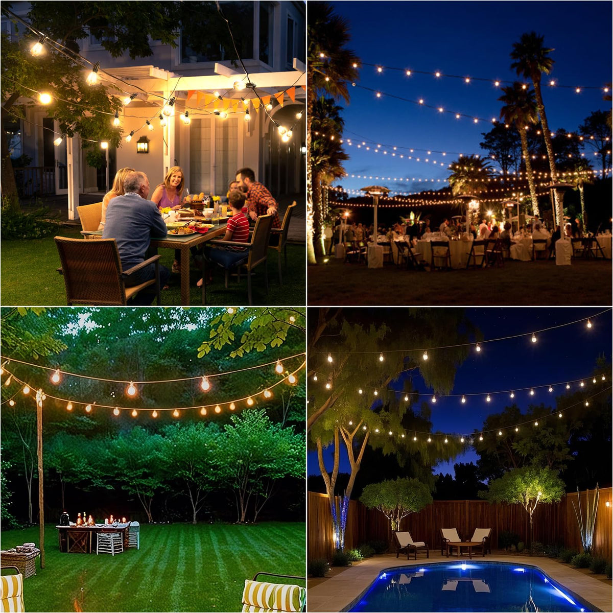 OOOLED 60FT Solar String Lights Outdoor Waterproof with Remote,Shatterproof ST38 20 LED Bulbs,2700K Dimmable Solar Lights Outdoor,Outside Hanging Lights for Patio,Garden,Camping,Deck,Backyard Decor