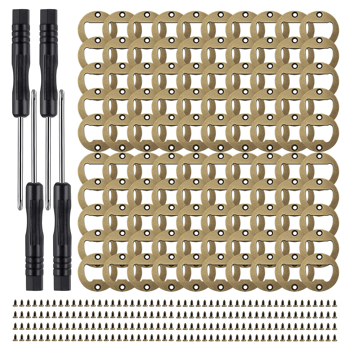Ohiyoo 100 Set DIY Bottle Opener Kit - Stainless Steel Metal Opener Inserts for Wood (Black)