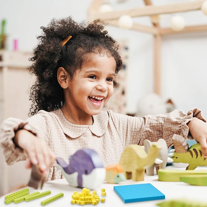 Sumind 121 Pieces Base Ten Blocks 3 Color Plastic Base Number Concepts and Counting Units Tens and Ones Blocks Kids Educational Cubes Math Learning Tools for Teachers Kindergarten 1st 2nd 3rd Grade