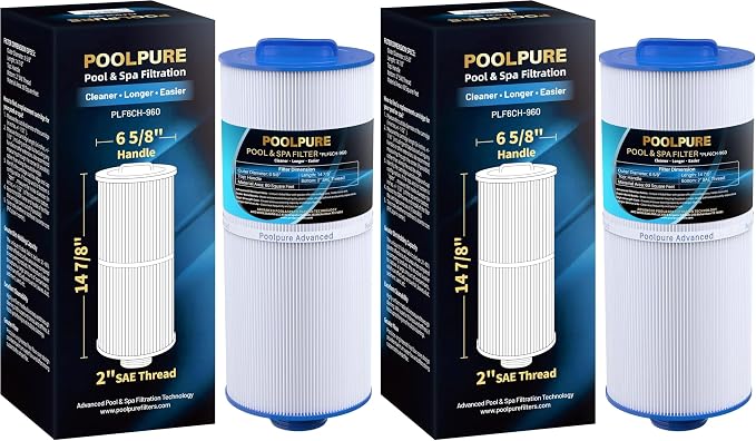 POOLPURE PLF6CH-960 Spa Filter Replaces PJW60TL-F2S, Jacuzzi Filters J-300