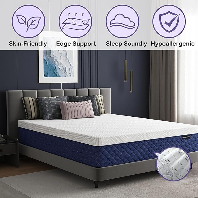 King Mattresses, 10 Inch Hybrid King Mattress in a Box, Memory Foam and Individual Pocket Spring Breathable Comfort for Sleep Supportive and Pressure Relief, CertiPUR-US, 80"*76"*10"