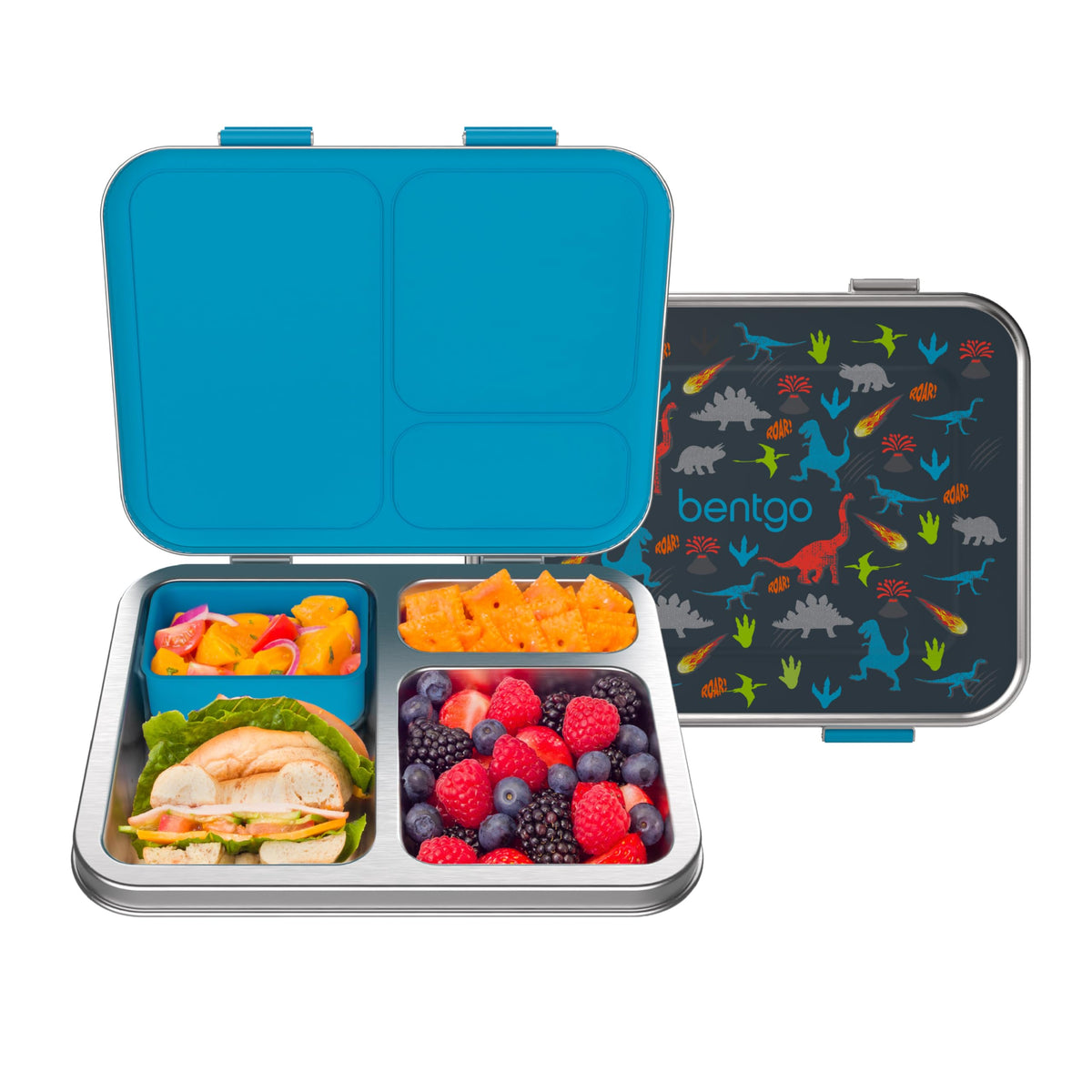 Bentgo Kids Prints Stainless Steel Leak-Resistant 3-Compartment Lunch Box
