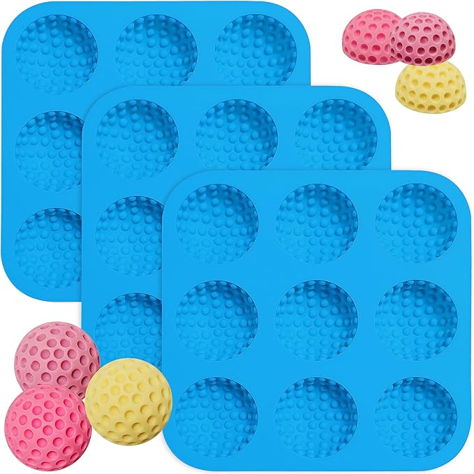 Sidosir Large Golf Ball Chocolate Silicone Molds for Cake Decorations,9-Cavity 3D Golf Ball for Ice, Hot Chocolate Bomb