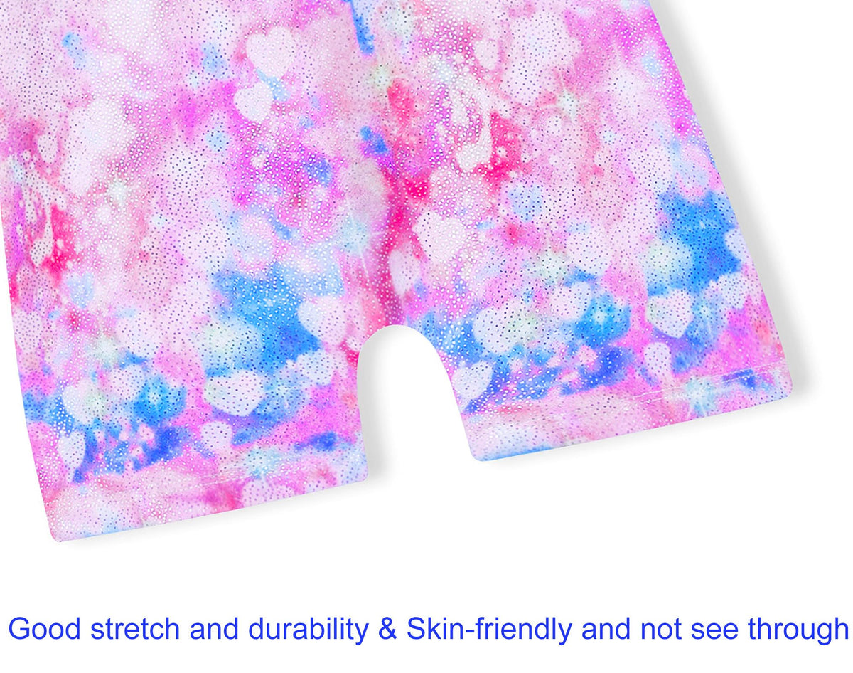 Domusgo Gymnastics Leotards for Girls 1t 2t Sparkle Pink Rainbow Love Heart Biketard with Shorts