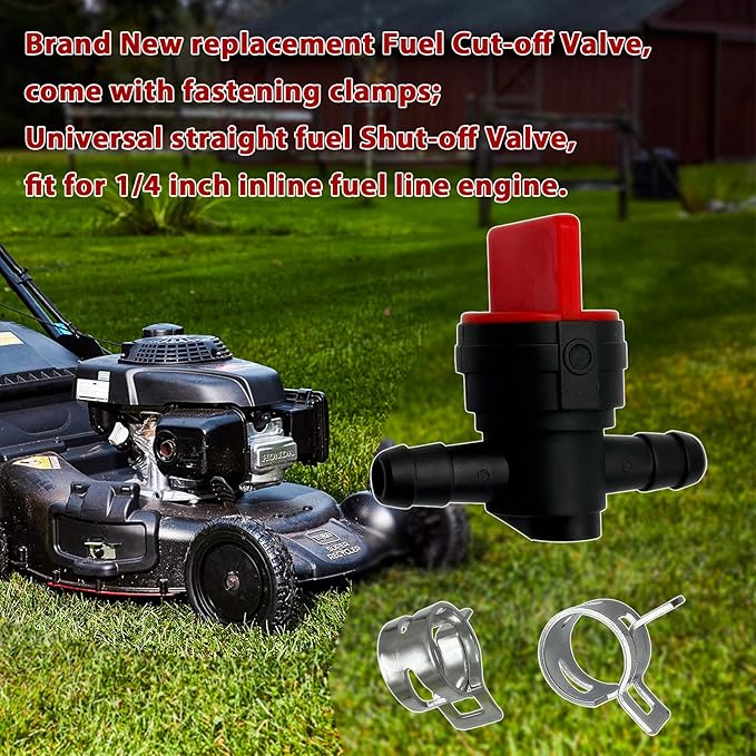1/4" Inline Fuel Cut Off Valve Straight Gas Valve and Fuel Filter